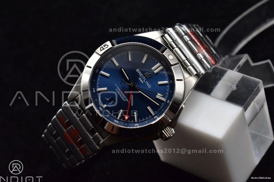 A Automatic 526 OdorResistant Factory On GMT Best Dial 40mm Breitling Blue Bracelet BLS 1:1 Edition SS Chronomat 0710